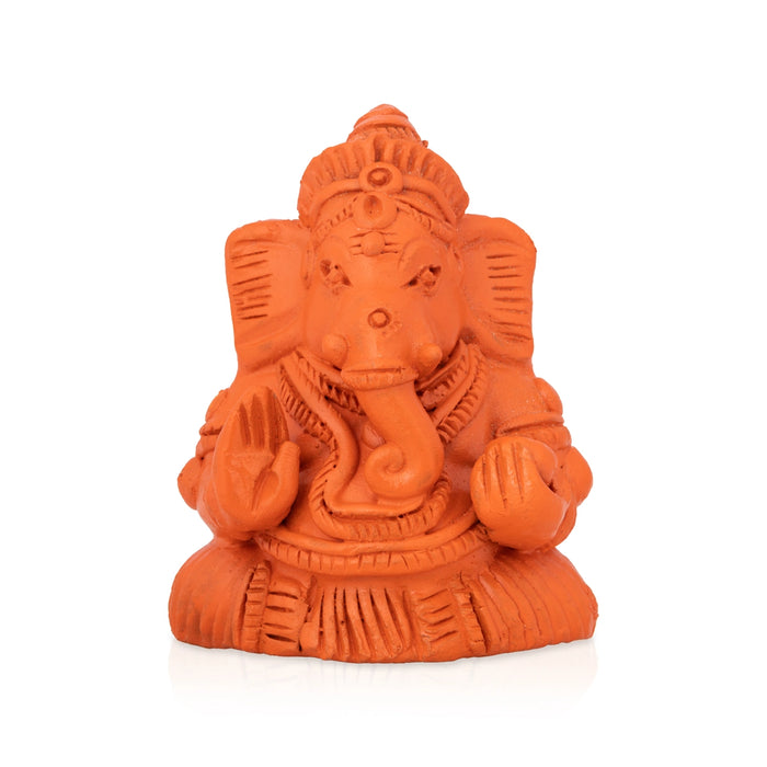Ganesha Sitting Murti - 3 x 2 Inches | Teracotta Idol/ vinayagar Statue Forr Home & Pooja Space