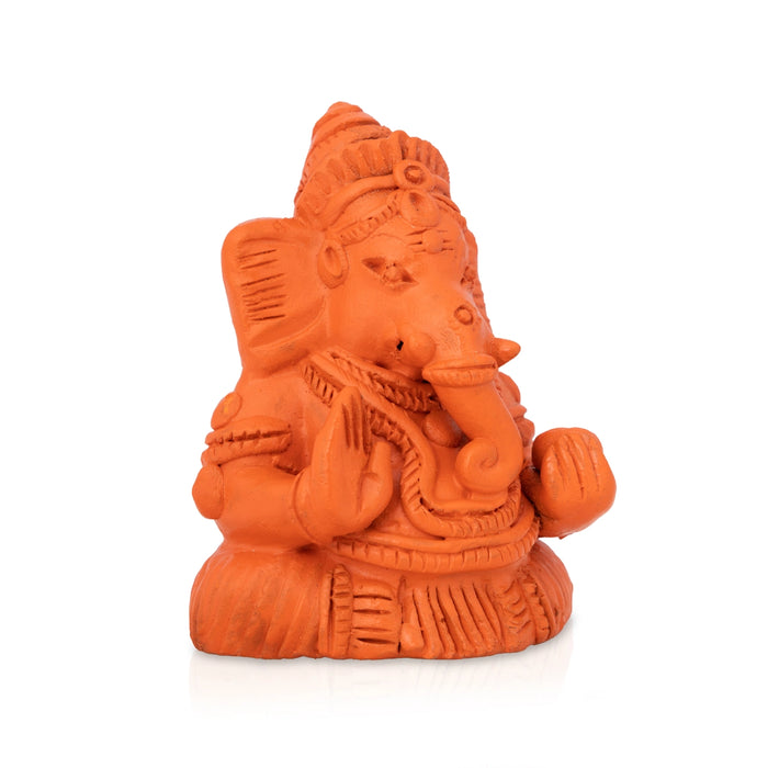 Ganesha Sitting Murti - 3 x 2 Inches | Teracotta Idol/ vinayagar Statue Forr Home & Pooja Space