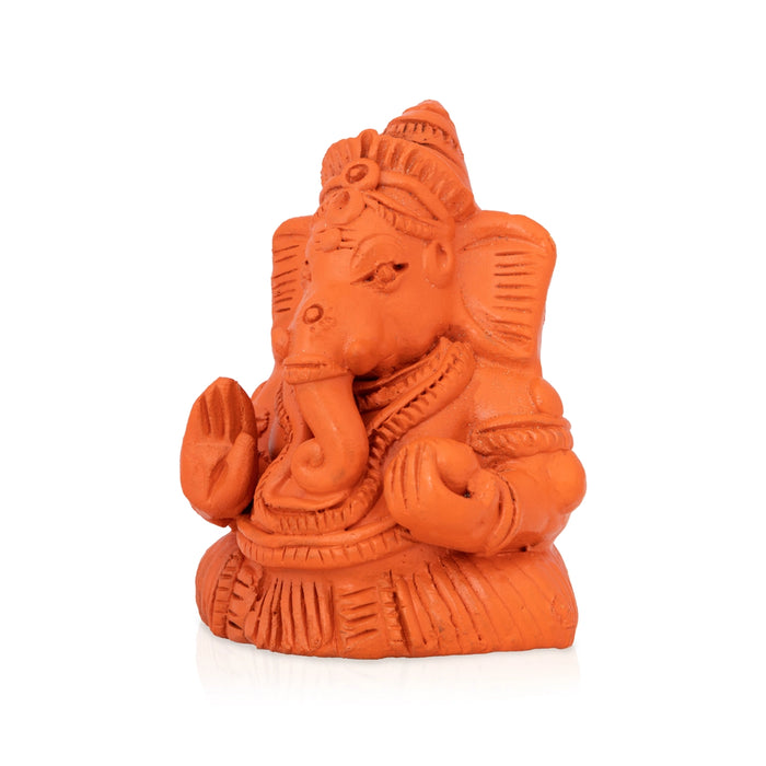 Ganesha Sitting Murti - 3 x 2 Inches | Teracotta Idol/ vinayagar Statue Forr Home & Pooja Space