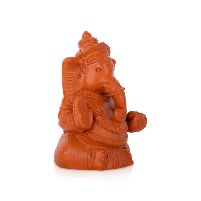 Ganesha Terracotta Clay Golu Bommai - 7 x 4.5 Inches | Giri Golu Doll/ Navaratri Kolu Bommai/ Gombe/ Bommalu