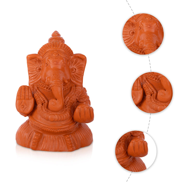 Ganesha Terracotta Clay Golu Bommai - 7 x 4.5 Inches | Giri Golu Doll/ Navaratri Kolu Bommai/ Gombe/ Bommalu