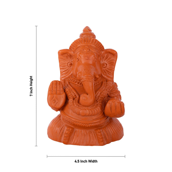 Ganesha Terracotta Clay Golu Bommai - 7 x 4.5 Inches | Giri Golu Doll/ Navaratri Kolu Bommai/ Gombe/ Bommalu
