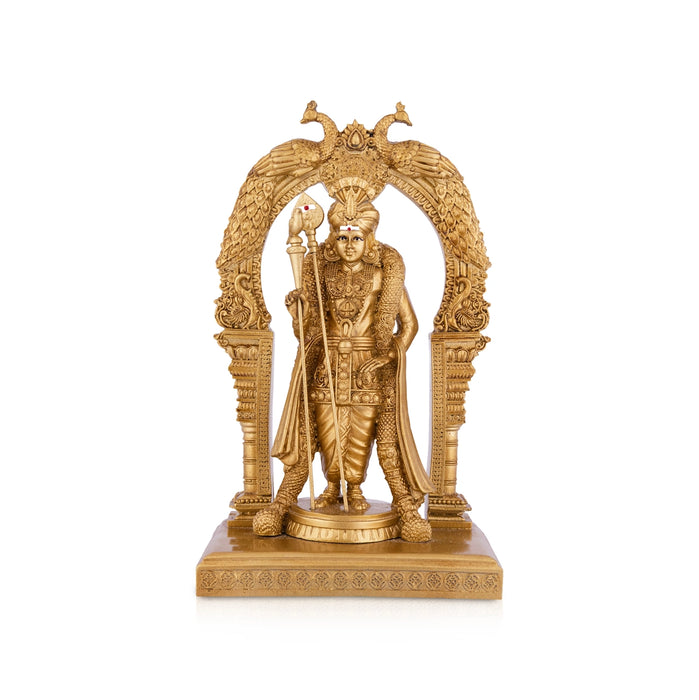 Raja Alankara Murugan with Arch Standing On Base - 7 x 4.5 Inches | Resin Murti/ Kathirvelan Idol For Home