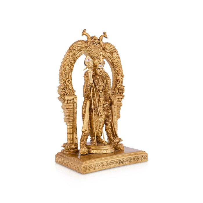Raja Alankara Murugan with Arch Standing On Base - 7 x 4.5 Inches | Resin Murti/ Kathirvelan Idol For Home