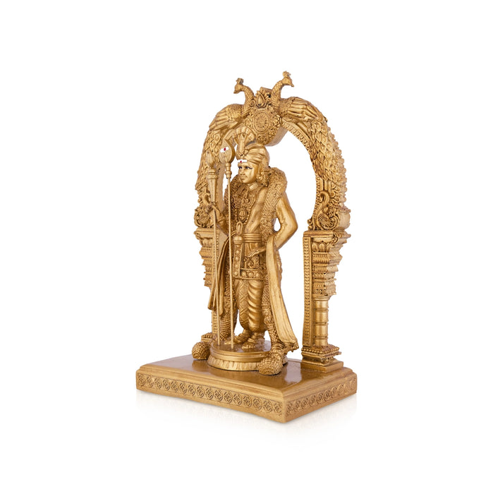 Raja Alankara Murugan with Arch Standing On Base - 7 x 4.5 Inches | Resin Murti/ Kathirvelan Idol For Home