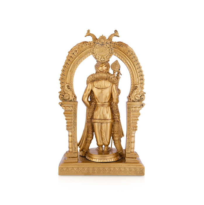 Raja Alankara Murugan with Arch Standing On Base - 7 x 4.5 Inches | Resin Murti/ Kathirvelan Idol For Home