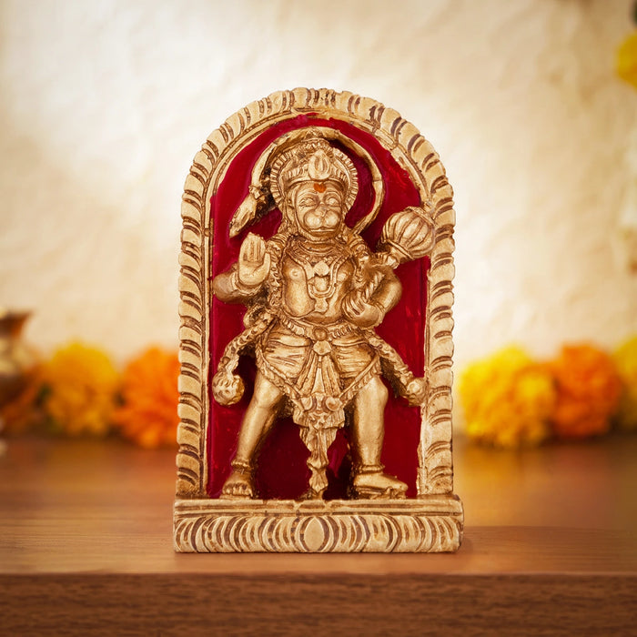 Hanuman Standing With Arch Murti - 3.5 x 2 Inches | Resin Idol/ Anjaneyar Statue For Home & Car Decor