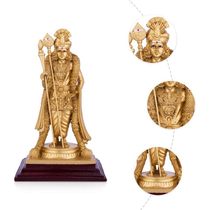 Raja Alankara Murugan Standing On Base Idol - 7 x 4.5 Inches | Resin Statue/ Karthikeyan Figurine For Home