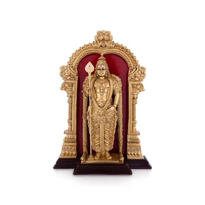 Murugan With Arch Standing On Base Murti - 9 x 6 Inches | Resin Idol/ Murugan Statue For Pooja Decor