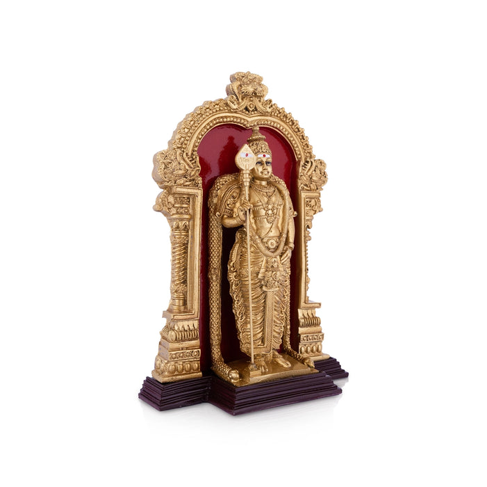 Murugan With Arch Standing On Base Murti - 9 x 6 Inches | Resin Idol/ Murugan Statue For Pooja Decor