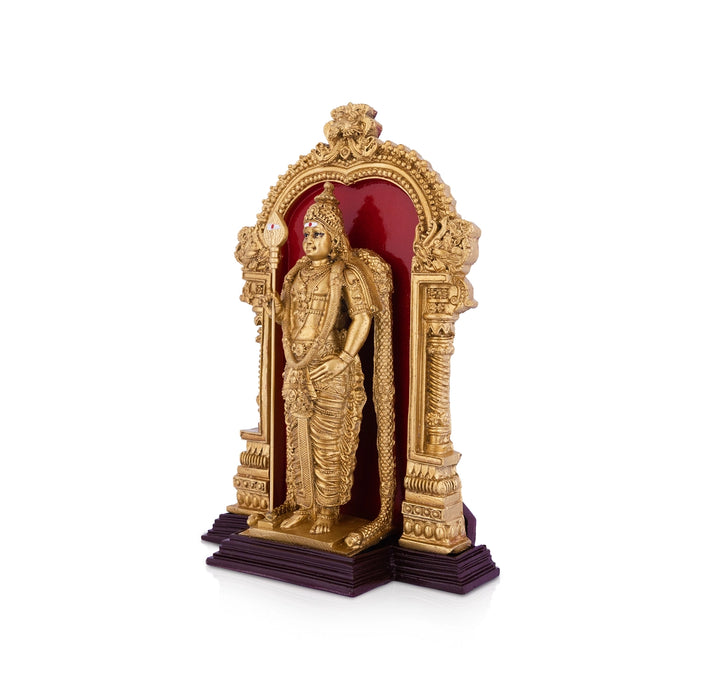 Murugan With Arch Standing On Base Murti - 9 x 6 Inches | Resin Idol/ Murugan Statue For Pooja Decor