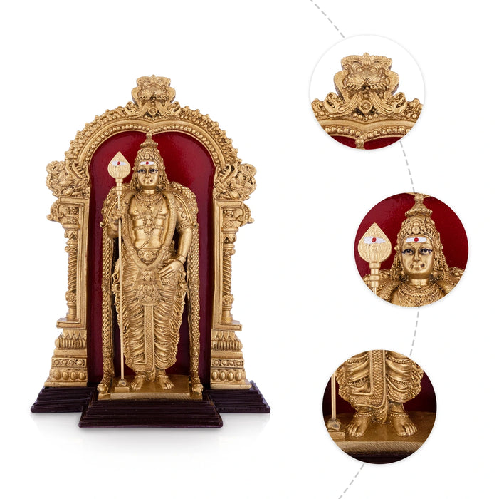 Murugan With Arch Standing On Base Murti - 9 x 6 Inches | Resin Idol/ Murugan Statue For Pooja Decor