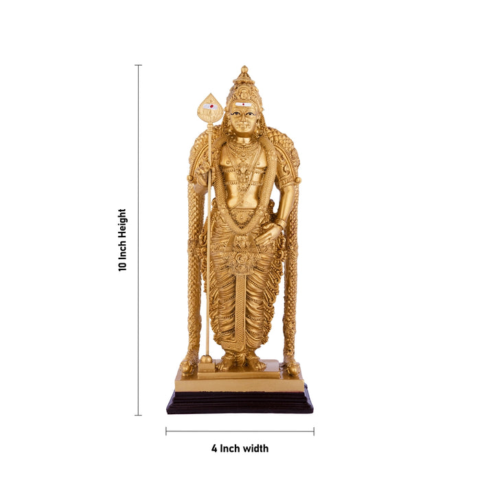 Malaysia Murugan Standing On Base Murti - 10 x 4 Inches | Resin Idol/ Murugan Statue For Pooja