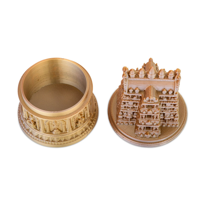 Kumkum Box - 3 x 2 Inches | 3D Gopuram Design Kunguma Chimizh/ Sindoor Pot/ Kumkum Bharani for Pooja Room