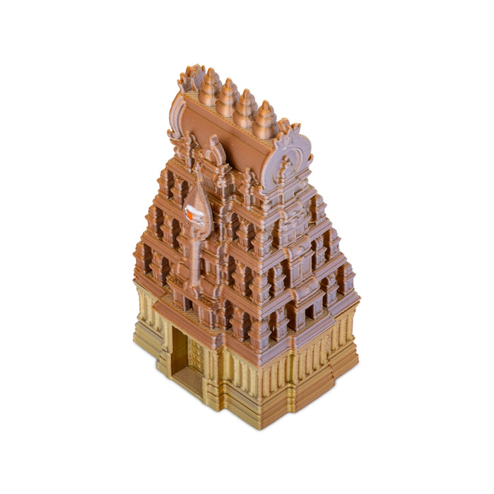 Kunguma Chimizh - 3.5 x 2.5 Inches | 3D Gopuram With Vel Design Sindoor Pot/ Kumkum Bharani for Pooja Room