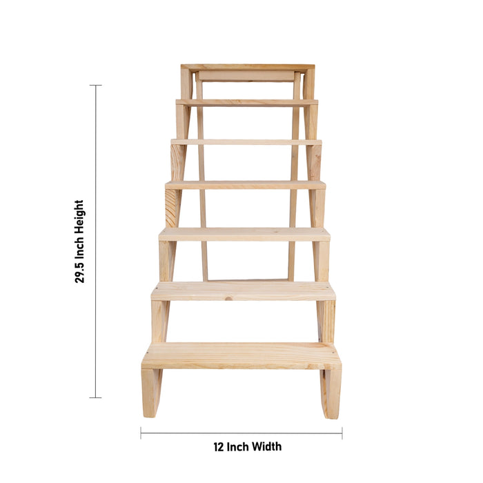 Golu Stand - 29.5 x 12 Inches | Wooden Golu Padi/ Bomma Stand/ 7 Steps/ Golu Step for Navratri