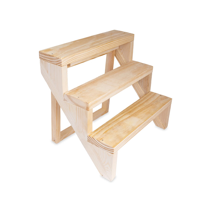 Kolu Padi - 14 x 12 Inches | 3 Padi/ Wooden Golu Steps / Navaratri Bommai Display Stand for Pooja Decor