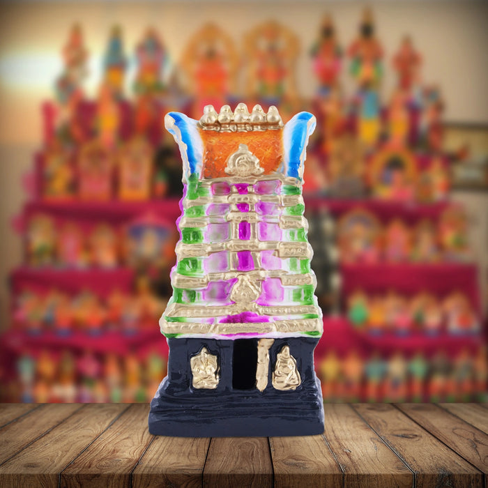 Gopuram Clay Golu Bommai - 10 x 5 Inches | Giri Golu Doll/ Navaratri Golu Bomma/Gombe/Bommai - Clay Kolu Bommai