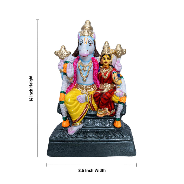 Lakshmi Hayagriva Clay Golu Bommai Pair - 14 x 8.5 Inches | Golu Doll / Navaratri Golu Bomma / Gombe / Bommai - Clay Kolu Bommai