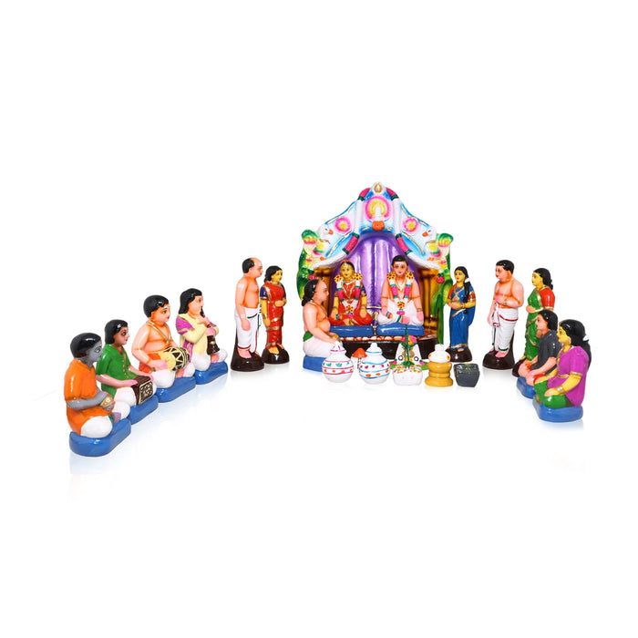 Iyer Kalyanam Paper Mache Golu Bommai Set - 14 x 13.5 Inches | Giri Golu Doll/Navaratri Golu Bommai/ Gombe