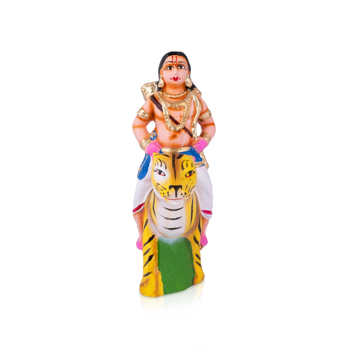 Aiyappan Pulivahanan Clay Golu Bommai Set - 7.5 x 2.5 Inches | 5 Pcs/ Giri Golu Doll/ Navaratri Kolu Bommai
