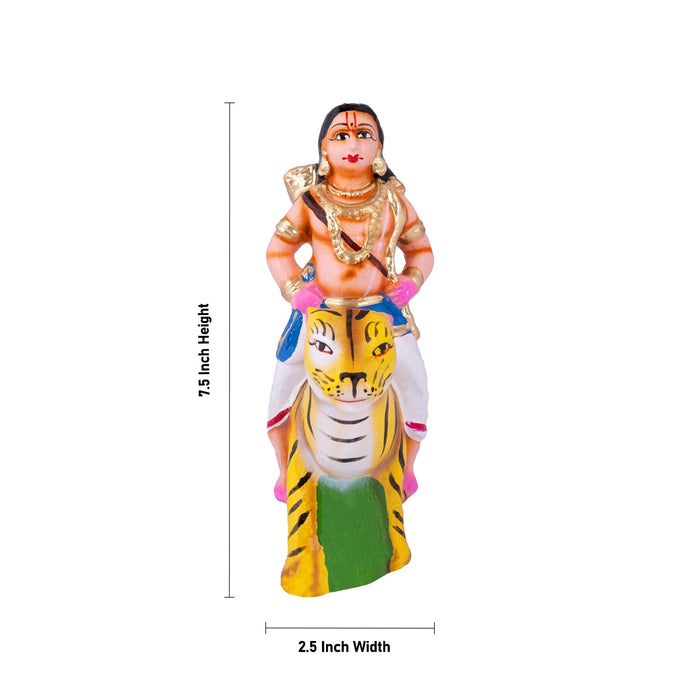 Aiyappan Pulivahanan Clay Golu Bommai Set - 7.5 x 2.5 Inches | 5 Pcs/ Giri Golu Doll/ Navaratri Kolu Bommai