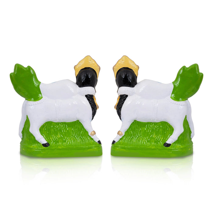 Kamadhenu Clay Golu Bommai Pair - 9 x 8 Inches | Giri Golu Bomma/ Navaratri Gombe / Kolu Doll / Bommai