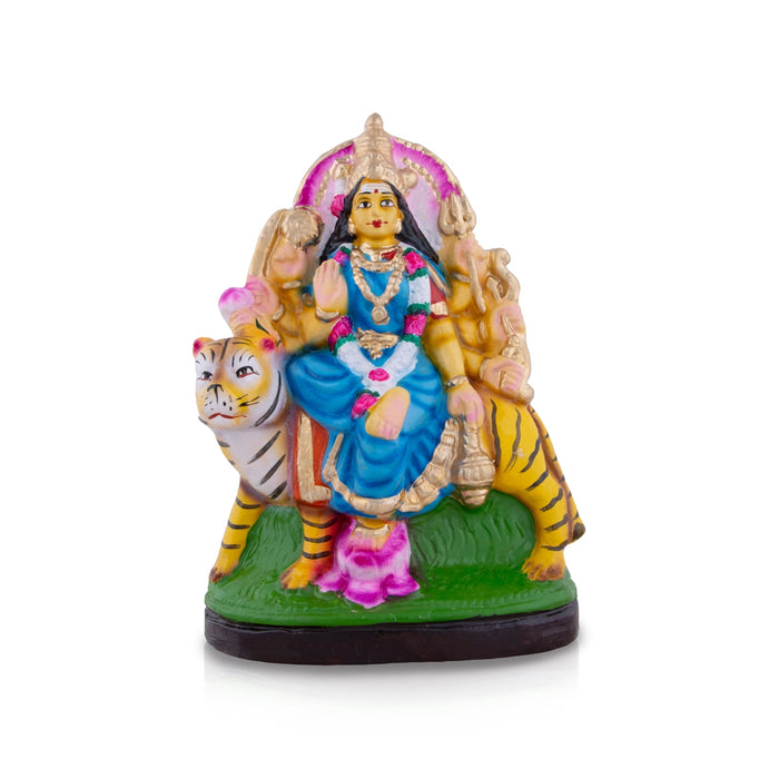 Kanagadurga Sitting On Tiger Golu Bommai - 10 x 8 Inches | Giri Golu Doll/ Navaratri Golu Bommalu/ Gombe