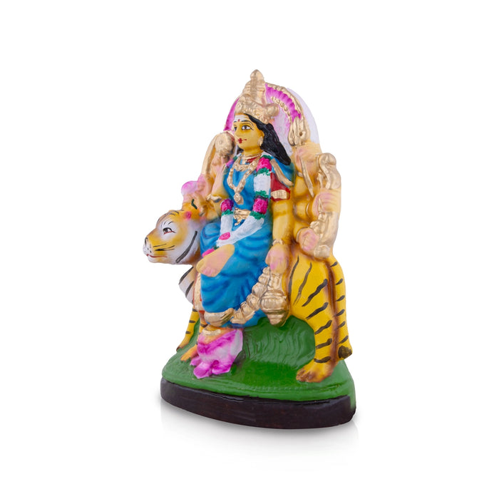 Kanagadurga Sitting On Tiger Golu Bommai - 10 x 8 Inches | Giri Golu Doll/ Navaratri Golu Bommalu/ Gombe