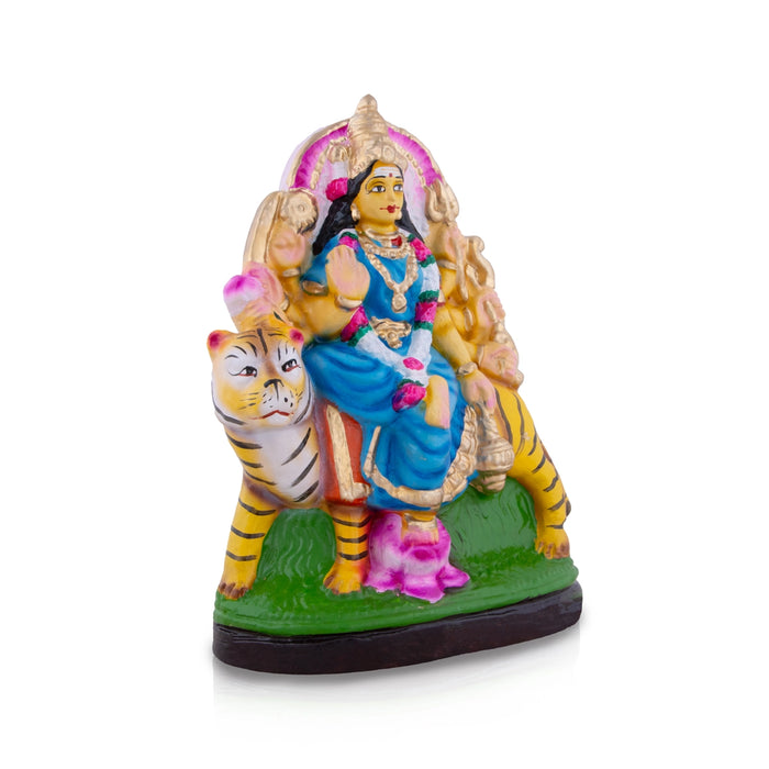 Kanagadurga Sitting On Tiger Golu Bommai - 10 x 8 Inches | Giri Golu Doll/ Navaratri Golu Bommalu/ Gombe