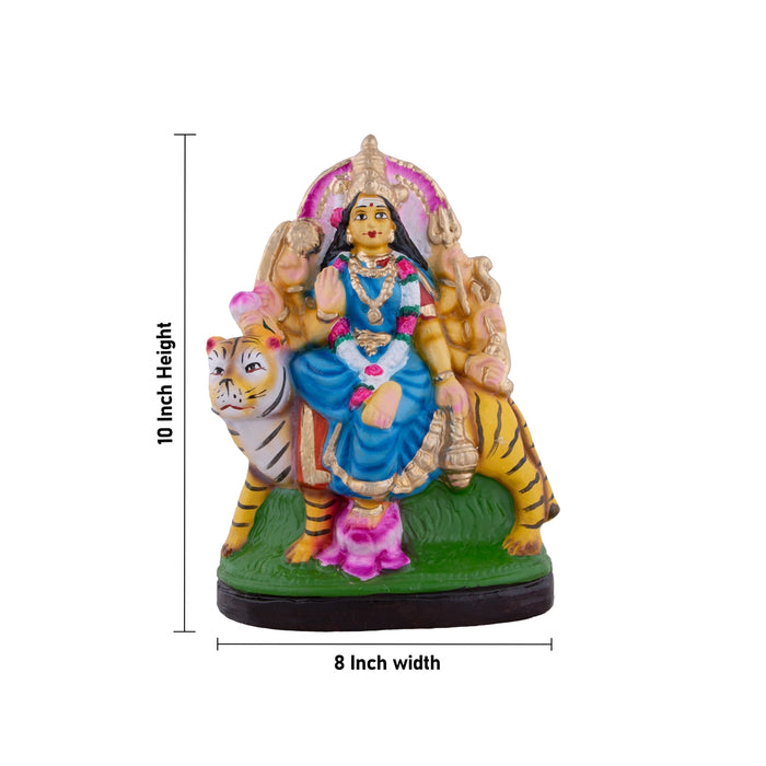 Kanagadurga Sitting On Tiger Golu Bommai - 10 x 8 Inches | Giri Golu Doll/ Navaratri Golu Bommalu/ Gombe