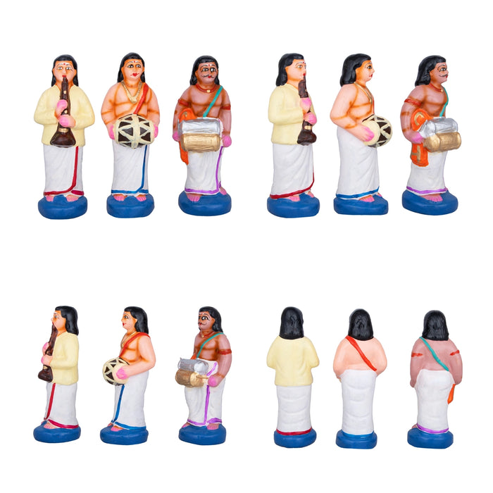 Karakattam Folk Dance Clay Golu Bommai Set - 8 x 6 Inches | Giri Golu Doll/ Navaratri Golu Bomma/Gombe/Bommai - Clay Kolu Bommai