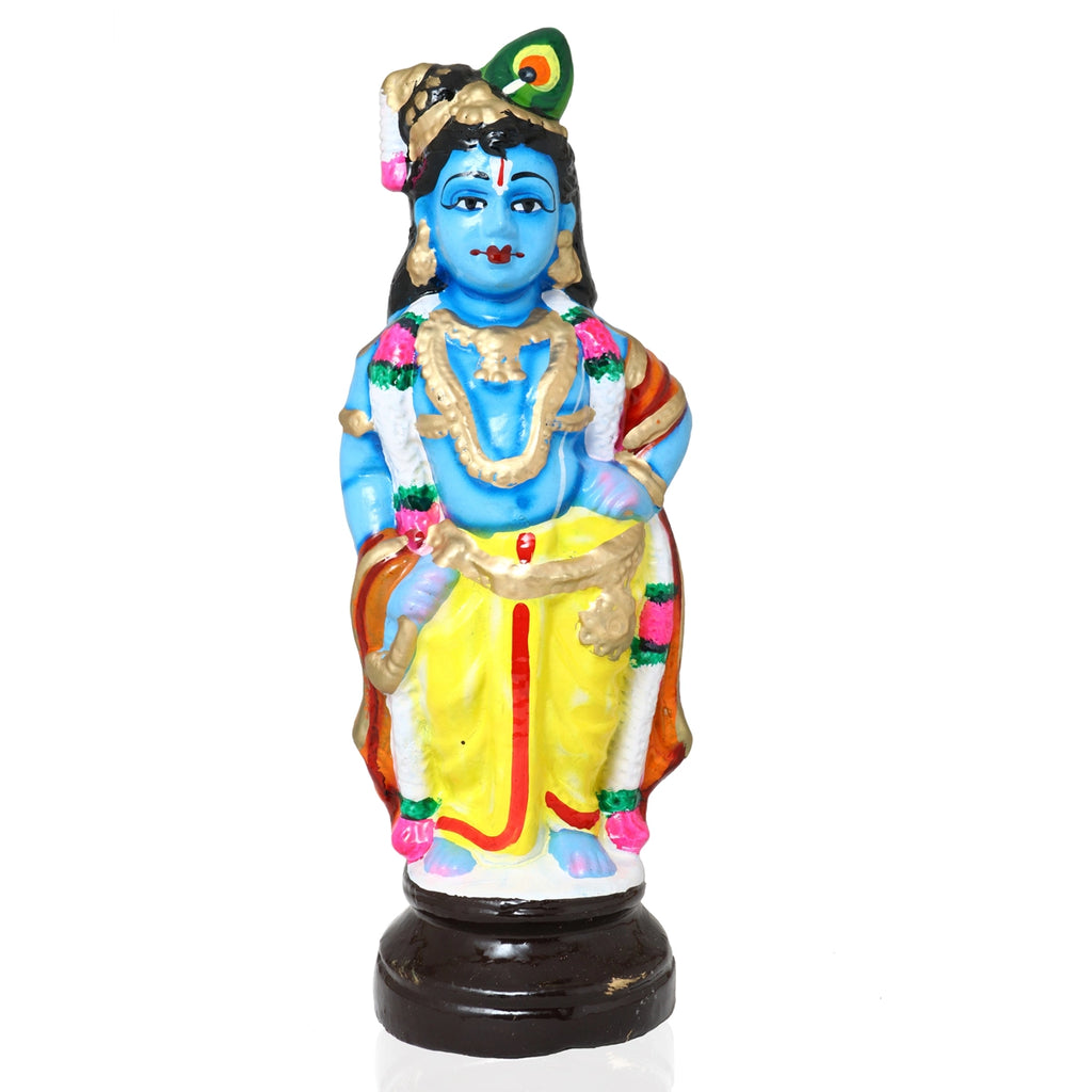 Krishna Standing Clay Golu Bommai - 11 x 4 Inches | Giri Golu Doll/ Navaratri Golu Bomma/Gombe/Bommai