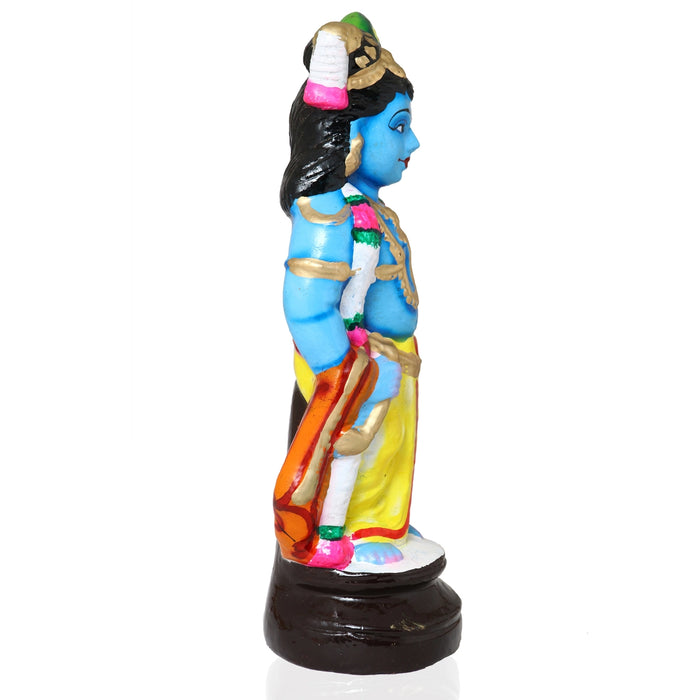 Krishna Standing Clay Golu Bommai - 11 x 4 Inches | Giri Golu Doll/ Navaratri Golu Bomma/Gombe/Bommai