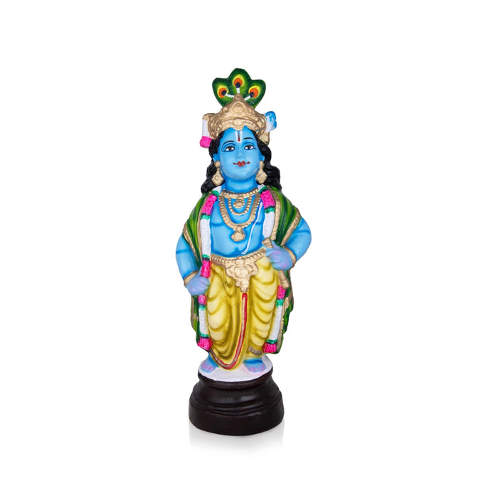 Krishna Standing Clay Golu Bommai - 13 x 7 Inches | Giri Golu Doll/ Navaratri Golu Bomma/Gombe/Bommai