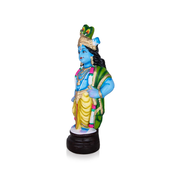 Krishna Standing Clay Golu Bommai - 13 x 7 Inches | Giri Golu Doll/ Navaratri Golu Bomma/Gombe/Bommai