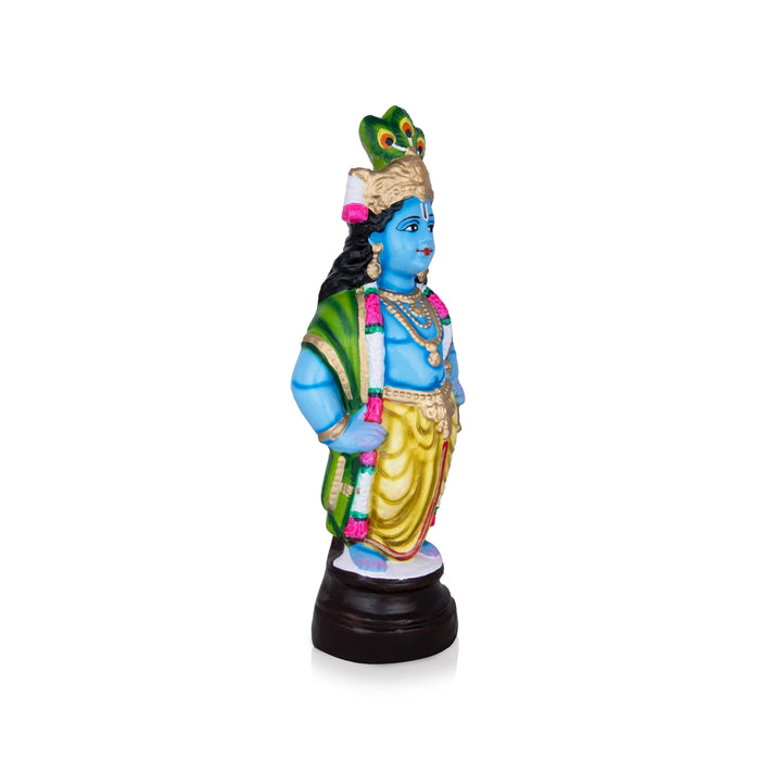 Krishna Standing Clay Golu Bommai - 13 x 7 Inches | Giri Golu Doll/ Navaratri Golu Bomma/Gombe/Bommai