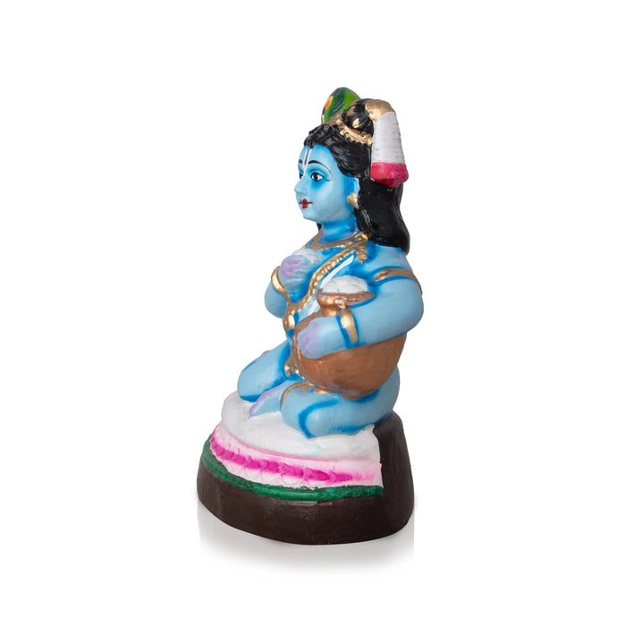 Butter Krishna Clay Golu Bommai - 9 x 6 Inches | Giri Golu Doll/ Navaratri Golu Bomma/Gombe/Bommai