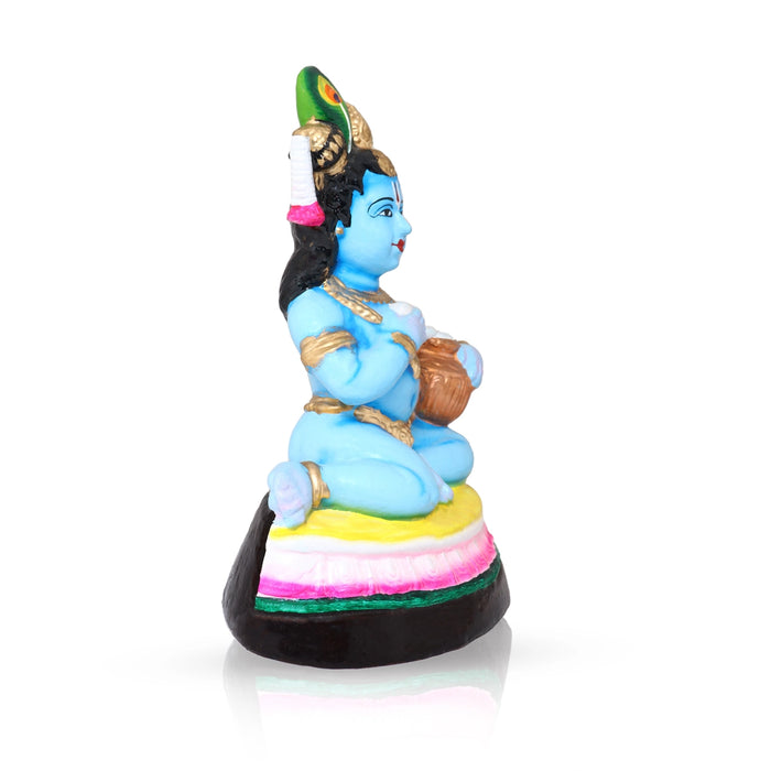 Butter Krishna Clay Golu Bommai - 12 x 8.25 Inches | Giri Golu Doll/ Navaratri Golu Bomma/Gombe/Bommai