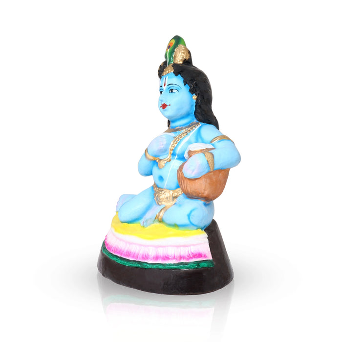 Butter Krishna Clay Golu Bommai - 12 x 8.25 Inches | Giri Golu Doll/ Navaratri Golu Bomma/Gombe/Bommai