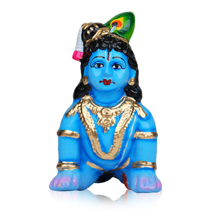 Crawling Krishna Clay Golu Bommai - 5.5 x 4 Inches | Giri Golu Goll/ Navartri Kolu Bommai/ Bomma/ Dasara Doll