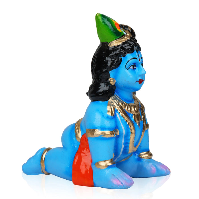 Crawling Krishna Clay Golu Bommai - 5.5 x 4 Inches | Giri Golu Goll/ Navartri Kolu Bommai/ Bomma/ Dasara Doll