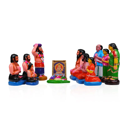 Ayyappan Irumudi Kettu Clay Golu Bommai Set - 7 x 3.5 Inches | Giri Golu Doll/ Navaratri Golu Bomma/Gombe