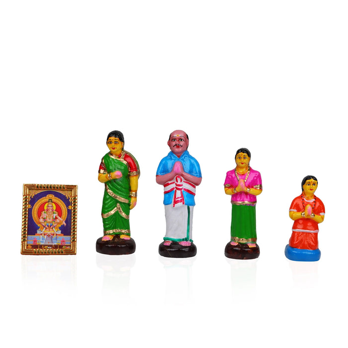 Ayyappan Irumudi Kettu Clay Golu Bommai Set - 7 x 3.5 Inches | Giri Golu Doll/ Navaratri Golu Bomma/Gombe - Clay Kolu Bommai