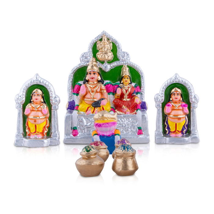 Lakshmi Kubera Clay Golu Bommai Set - 11 x 8 Inches | Giri Golu Doll/Navaratri Golu Bomma/Gombe/Bommai