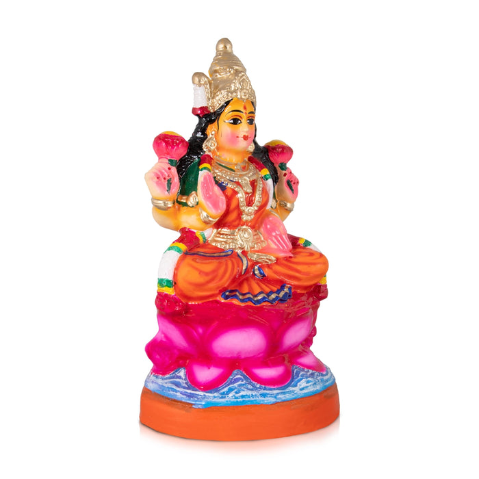 Lakshmi Sitting On Lotus Paper Mache Golu Bommai - 17 x 9 Inches | Giri Golu Doll/ Navaratri Golu Bomma/Gombe/Bommai