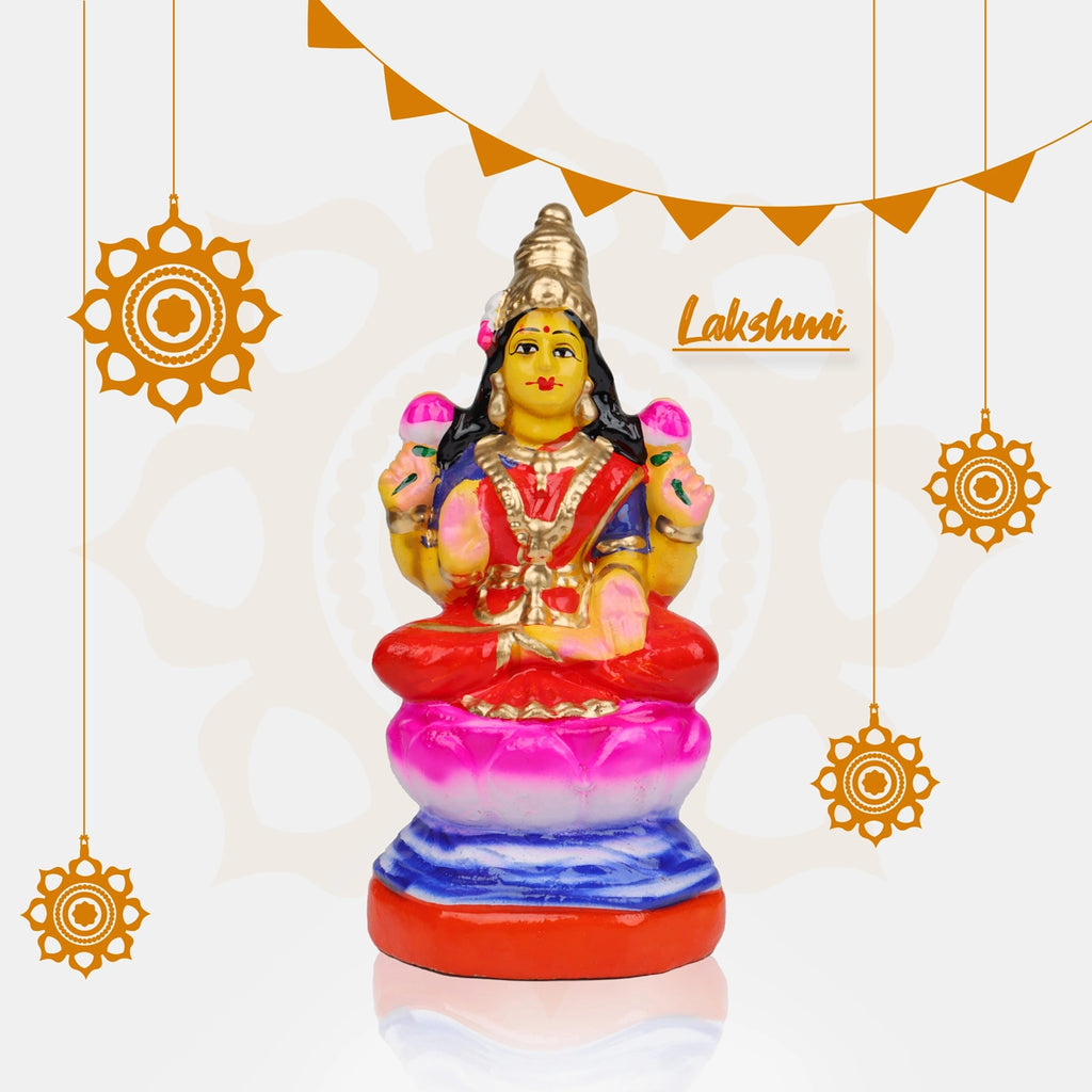 Lakshmi Clay Golu Bommai - 8 x 4 Inches | Giri Golu Doll/ Navaratri Golu Bomma/Gombe/Bommai