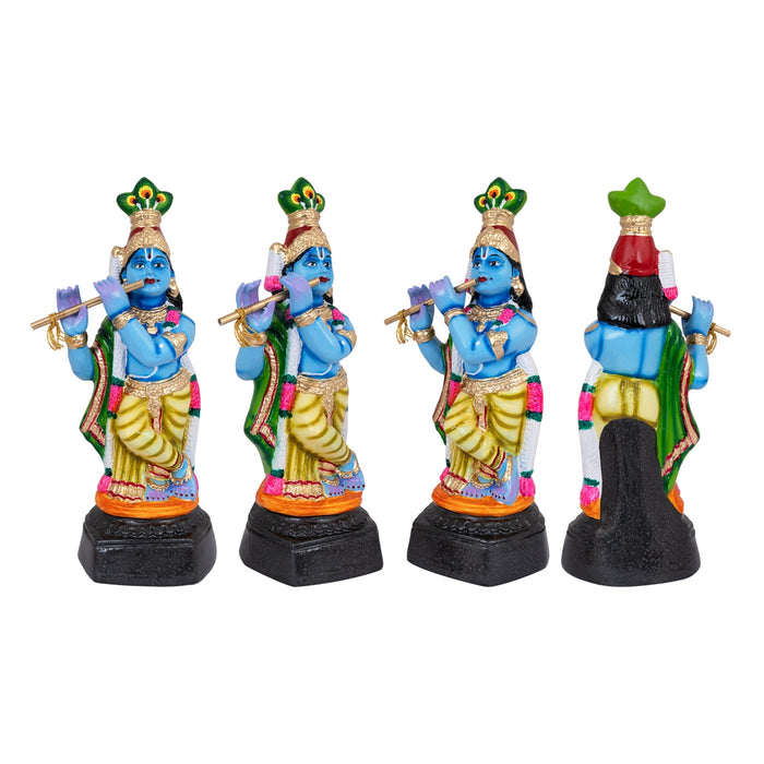 Radha Krishna Murti Paper Mache Golu Bommai Pair - 12 x 2.5 Inches | Giri Golu Doll/ Navaratri Golu Bomma/ Gombe