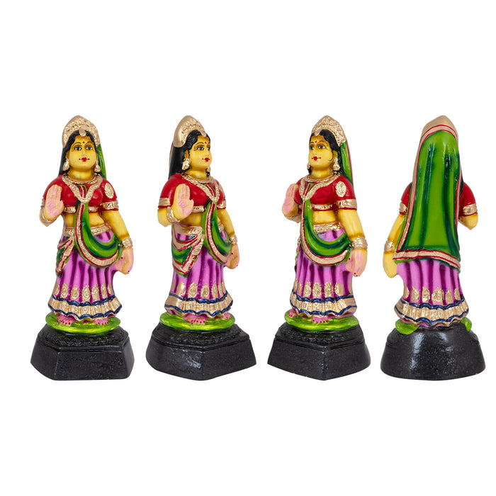 Radha Krishna Murti Paper Mache Golu Bommai Pair - 12 x 2.5 Inches | Giri Golu Doll/ Navaratri Golu Bomma/ Gombe