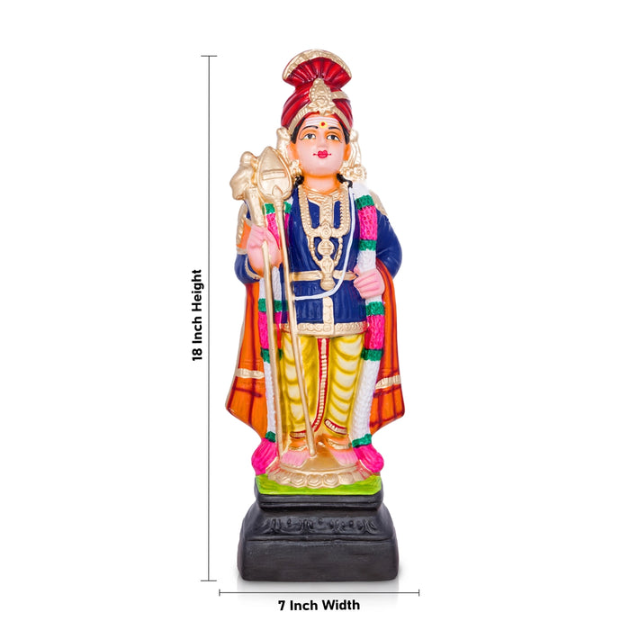 Raja Alankaram Murugan Paper Mache Golu Bommai - 18 x 7 Inches | Giri Golu Doll/ Navaratri Golu Bomma/Gombe/Bommai - Paper Mache Kolu Bommai